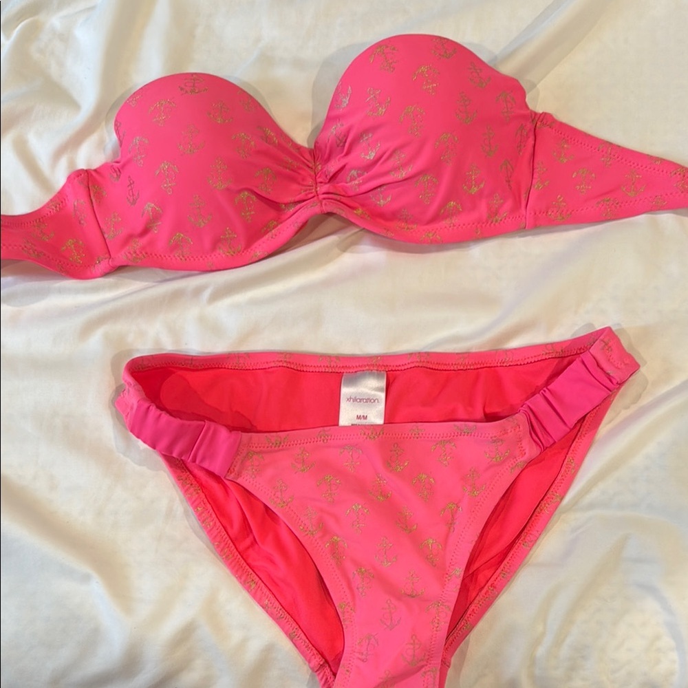 Pink Bikini Set with Gold Accents